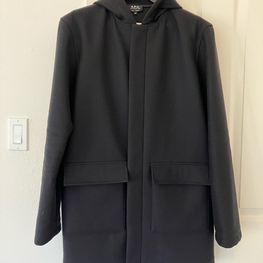 A.P.C. Black Hooded Coat